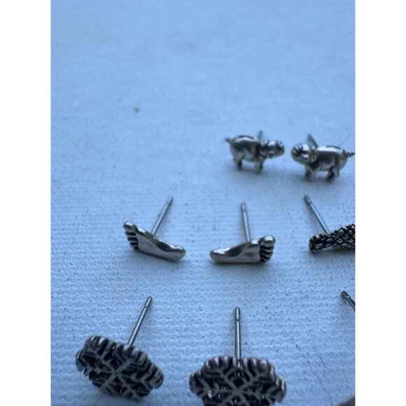Lot of 5 Pairs Sterling Silver Earrings - Vintage Sterling Silver Stud Earrings - Picture 5 of 9